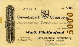 Gewerbebank Strausberg: 5.000 Mark 1923