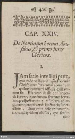 Cap. XXIV. De Nominum horum Abusibus, & primo inter Clericos