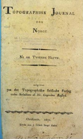 Topographisk journal for Norge. 29. 1802