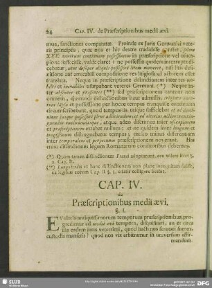 Cap. IV. de Praescriptionibus medii aevi