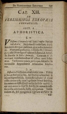 Caput XIII. De Versionibus Europaeis Vernaculis
