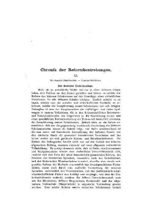 Chronik der Reformbestrebungen : XI.