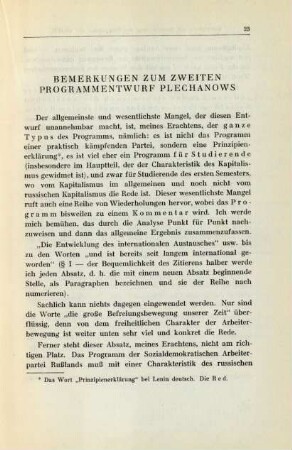 Bemerkungen Zum Zweiten Programmentwurf Plechanows