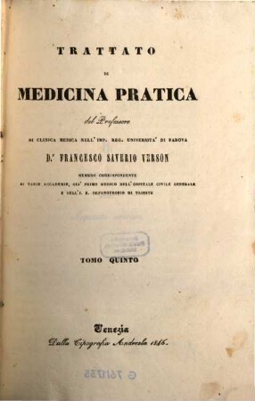 Trattato di medicina pratica. 5