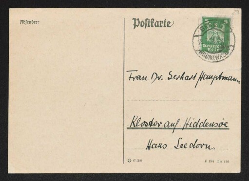 Brief von Brigitte Bermann Fischer an Margarete Hauptmann