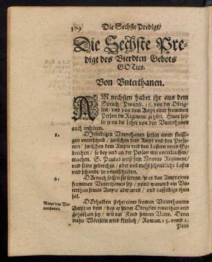Die Sechste Predigt des Vierdten Gebots Gottes.