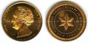 Medaille der Goethe-Gesellschaft zu Weimar auf Johann Wolfgang von Goethe