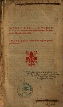 Marci Fabii Qvintiliani Oratoriarum Institutionum Libri Duodecim : diligenter emendati