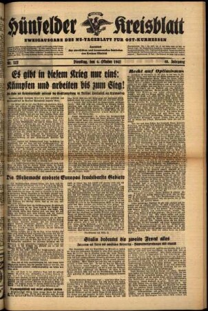 Ausgabe vom Dienstag, den 06. Oktober 1942.