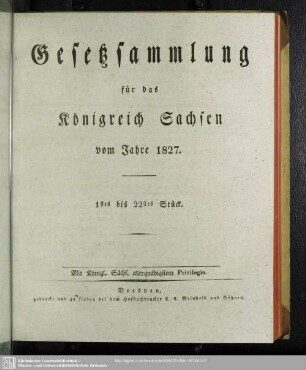 1827: Gesetzsammlung für das Königreich Sachsen
