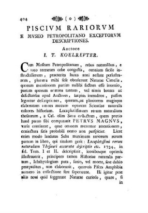 Piscium Rariorum e Museo Petropolitano Exeptorum Descriptiones