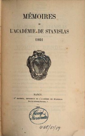 Mémoires de l'Académie de Stanislas. 1861 (1862)
