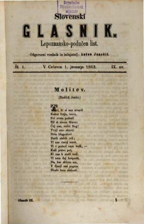 Slovenski glasnik : lepoznansko-podučen list. [6.] 1863