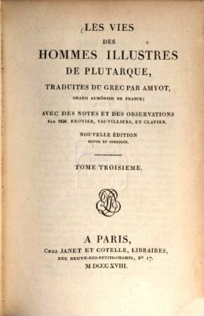 Les vies des hommes illustres de Plutarque, 3