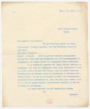 Brief an Richard Tourbié : 17.01.1910