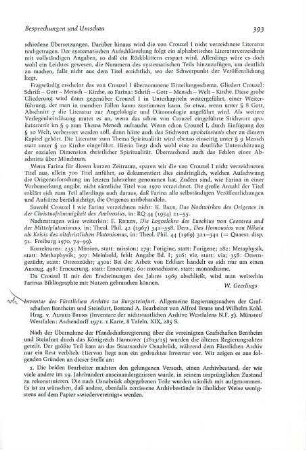 393-394 [Rezension] Inventar des fürstlichen Archivs zu Burgsteinfurt