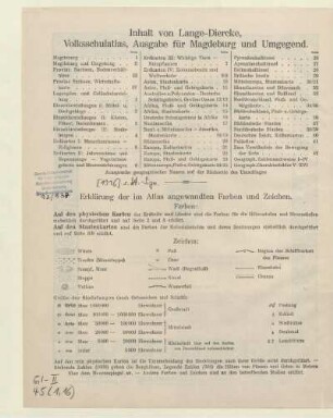 Erklärung der im Atlas angewandten Farben und Zeichen