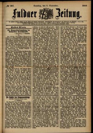 Erste Ausgabe vom Samstag, den 08. September 1888.