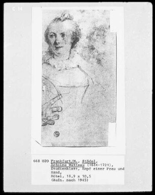 Frauenkopf und Handstudie