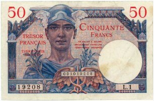 Geldschein, 50 Francs (FRF), 1947