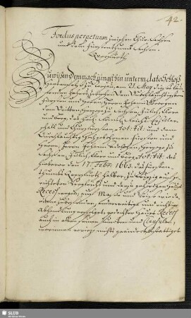 Foedus perpetuum zwischen Chur-Sachsen und dem Fürstenthumb Sachsen-Querfurth.