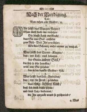 Nach der Beerdigung. Ton: Nun ruhen alle Wälder ...