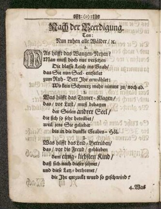 Nach der Beerdigung. Ton: Nun ruhen alle Wälder ...