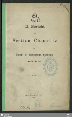 2.1883(1884): Bericht der Section Chemnitz des Deutschen und Oesterreichischen Alpenvereins : auf das Jahr ...