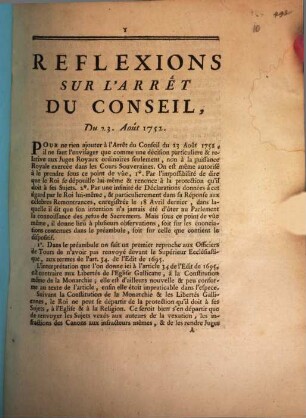 Réflexions Sur L'Arrêt Du Conseil Du 23. Août 1752
