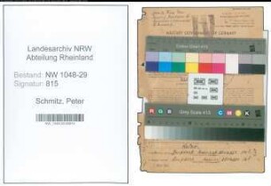 Entnazifizierung Peter Schmitz , geb. 28.06.1892 (Beamter)