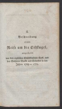 II. Beschreibung einer Reise um die Erdkugel [...]