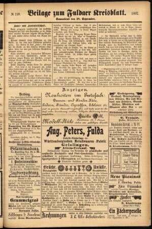 Zweite Ausgabe vom Samstag, den 18. September 1897.