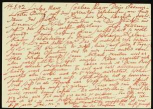 Liebe Mary! Soeben kam Dein staunenswerter Brief...