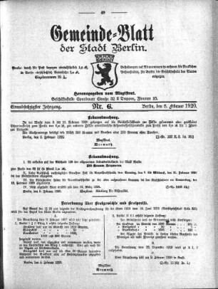 1920,6: Nr. 6, 8. Februar 1920