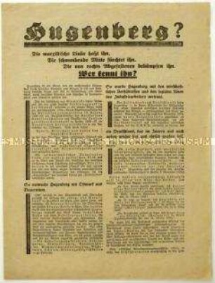 Aufruf der Deutschnationalen Volkspartei zur Reichstagswahl 1930