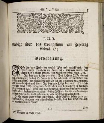 Predigt über das Evangelium am Feyertag Andreä.
