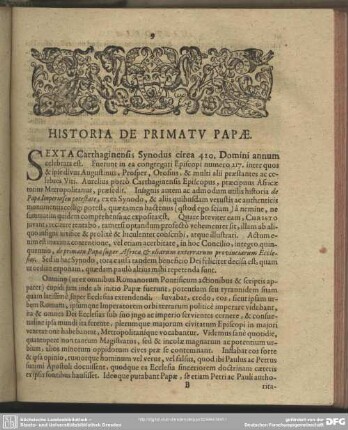 Historia De Primatu Papae