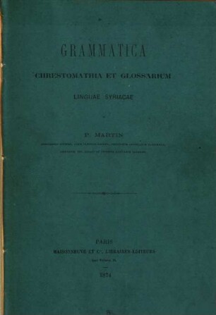 Syro-chaldaicae institutiones seu introductio practica ad studium linguae aramaeae