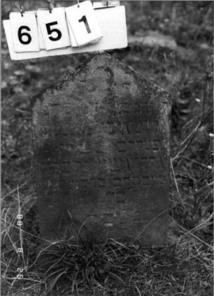 Grabstein 651 (Index: 100099747) Maße HxBxT: 66x42x9 cm Besonderheit: Kindergrab: Grabstein 651