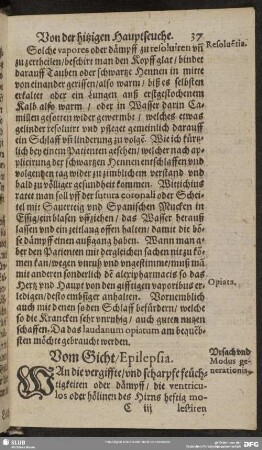Vom Gicht, Epilepsia