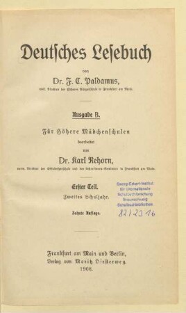 Teil 1 = 2. Schuljahr, [Schülerband]: [Teil 1 = 2. Schuljahr, [Schülerband]]