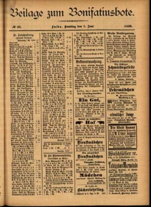 Zweite Ausgabe vom Sonntag, den 05. Juni 1898.