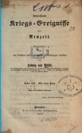 Interessante Kriegs-Ereignisse der Neuzeit, 1