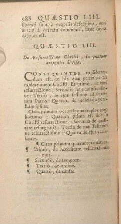 Quaestio LIII. De Resurrectione Christi, in quatuor articulos divisa.