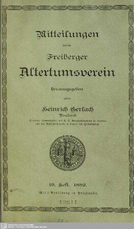19/21.1882/84: Mitteilungen des Freiberger Altertumsvereins