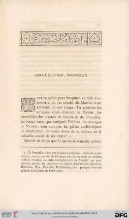 Argenterie, Bronzes