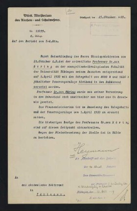 Ruhestand 1919/1920