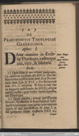 De Praecognitis Theologiae Generalibus
