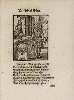 Der Tuchscherer, aus: Beschreibung aller Stände, Frankfurt 1574