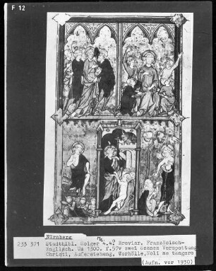 Breviar — Bildseite mit Szenen aus dem Leben Jesu, Folio 57verso